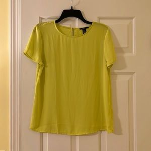 Forever 21 Yellow Short Sleeve Sheer Blouse, size medium